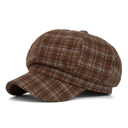 Spring Cotton Print Beret Octagonal Cap Newsboy Hat