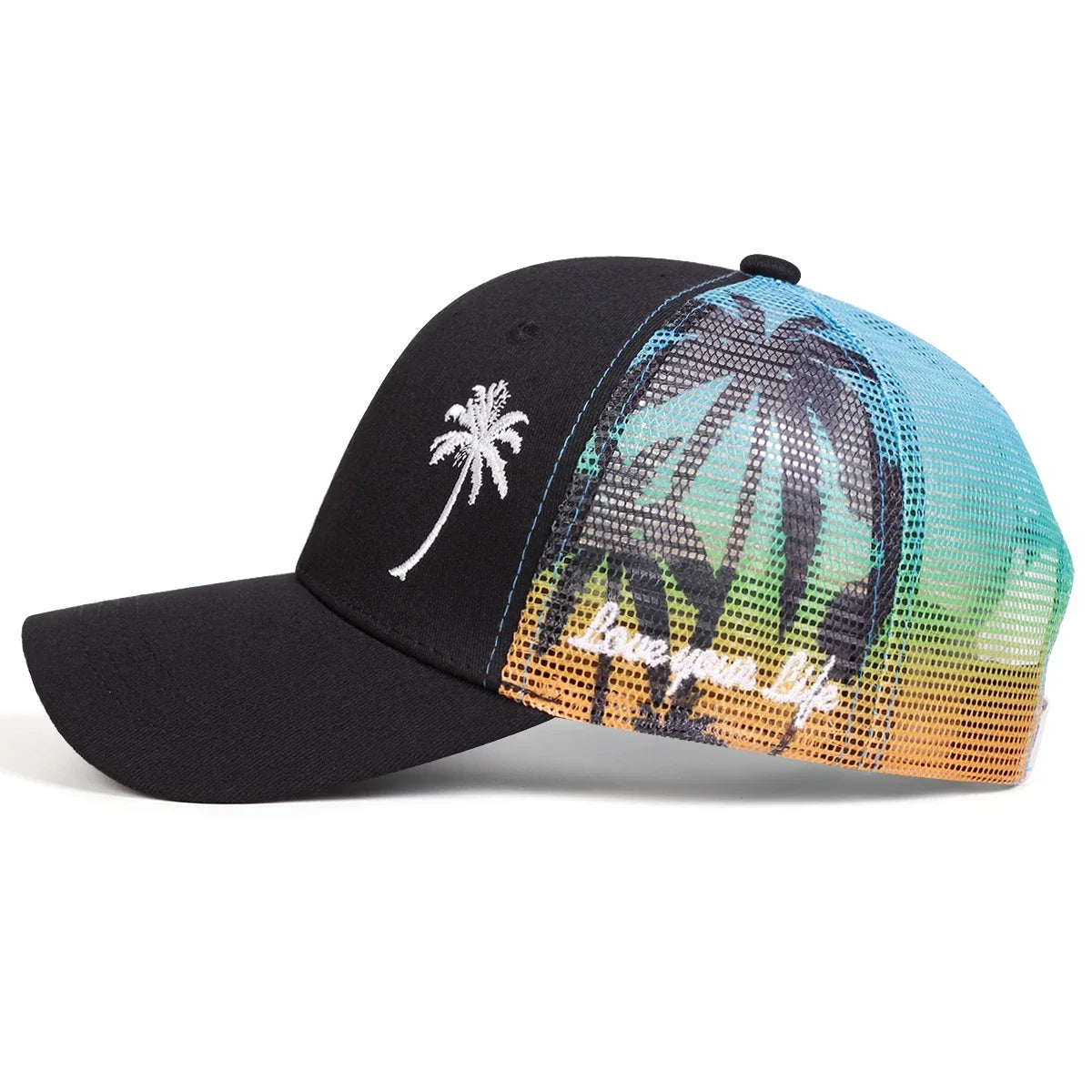 Unisex Coconut Tree Embroidery Baseball Net Caps Spring and Summer