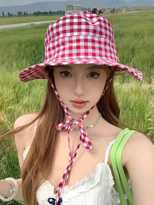 Black Dot Bucket Hats Women Sun Protection UV Protection Sun Hat