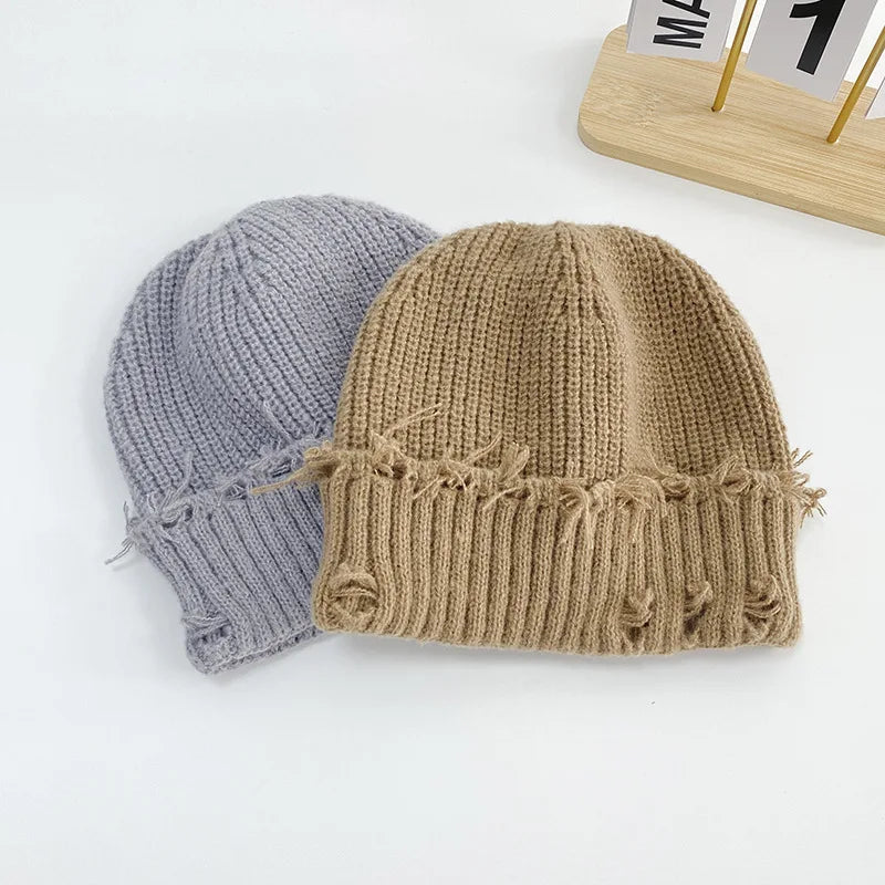 Custom Retro Broken Brim Knitted Hat For Women Men