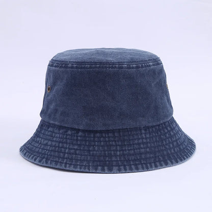 Retro Washed Denim Fisherman Hat Versatile Bucket Hats