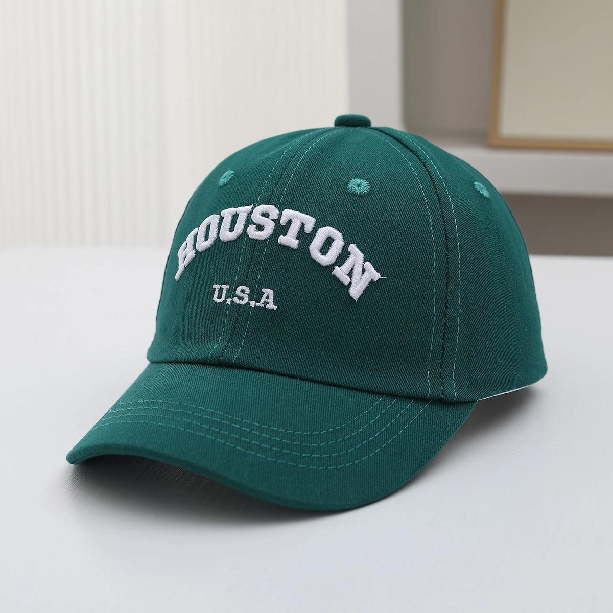 Retro Street Style Arched Letter Embroidery HOUSTON Baseball Cap Suitable For Outdoor Sun Protection