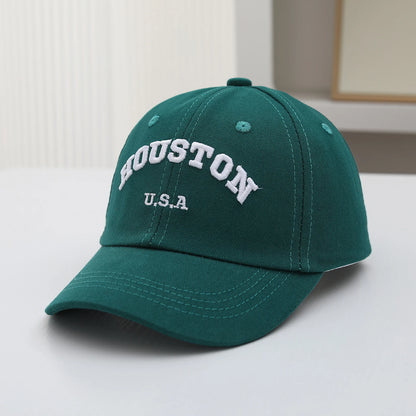 Retro Street Style Arched Letter Embroidery HOUSTON Baseball Cap Suitable For Outdoor Sun Protection