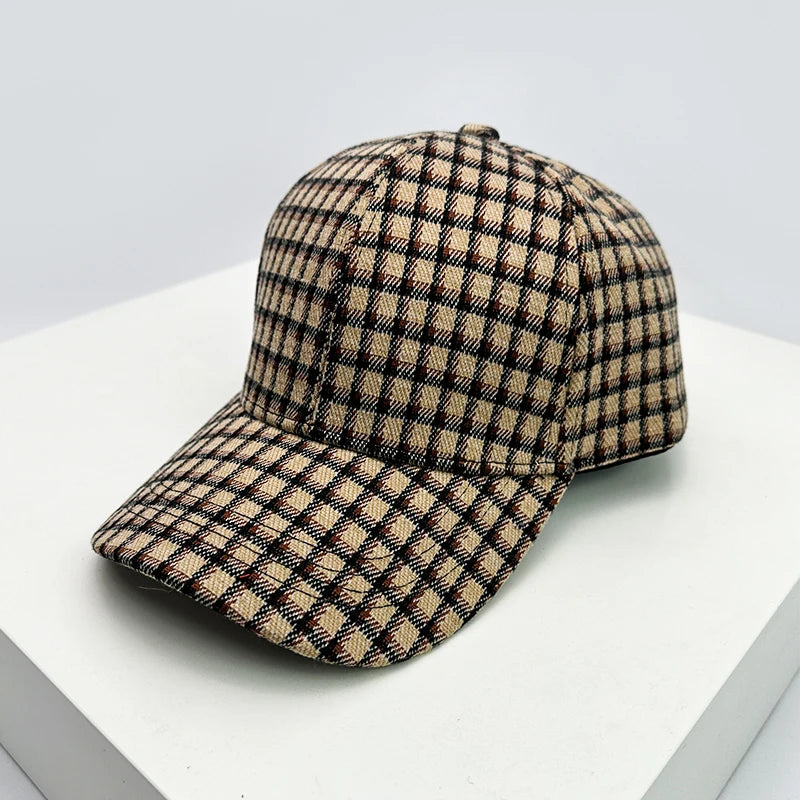 New Men Women Check Houndstooth Color Block Baseball Hats