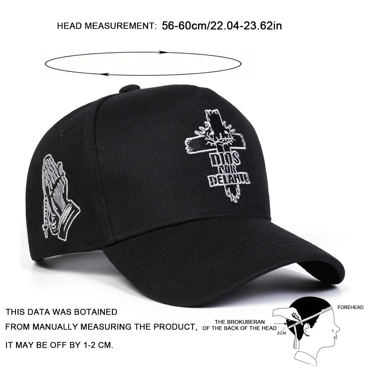 Unisex Dios Por Delante Cross Embroidery Baseball Caps Spring Autumn