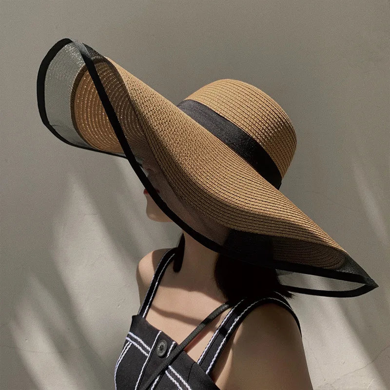 Women Sun Hat Big Eaves Waves Beach Cap Ladies Hat Big Brim Sun Visors UV Cut Bucket
