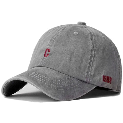 Unisex Washed Cotton Cap Letter C Embroidery Baseball Cap For Men Women