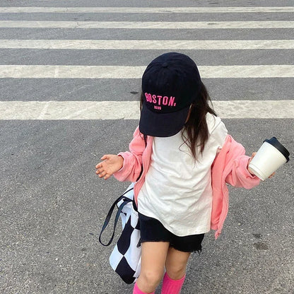 Solid Letter Kids Baseball Cap Embroidery Children Girls Boys Sun Hat