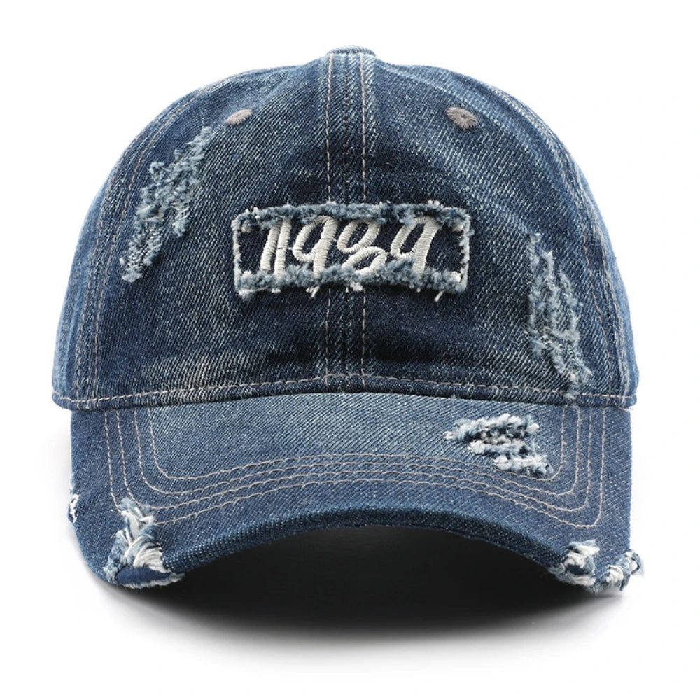 1989 Distressed Fringed Denim Baseball Cap