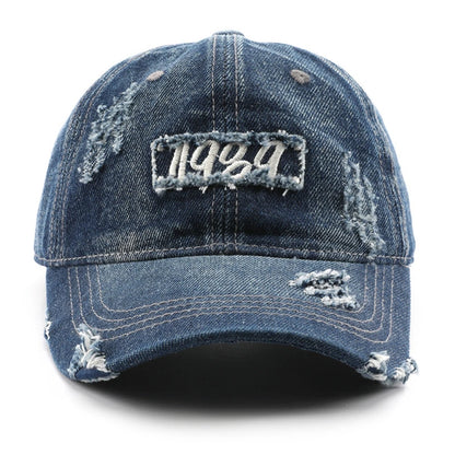 1989 Distressed Fringed Denim Baseball Cap
