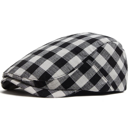 New Fashion Plaid Beret Men Women Vintage Visor Flat Cap