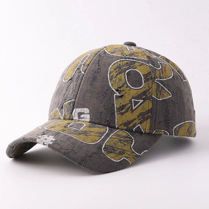 Large Letter Graffiti Printed Fringed Baseball Cap Both Suitable For Music Festivals