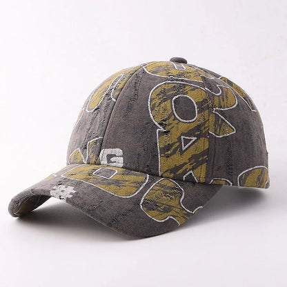 Large Letter Graffiti Printed Fringed Baseball Cap Both Suitable For Music Festivals