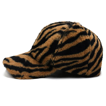 Pink Brown Leopard Baseball Cap For Men Plush Luxury Women Hat