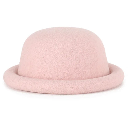 New Arrival Real Wool Hats Women Men Round Top Bonnet Rolled Brim Fedoras Hats