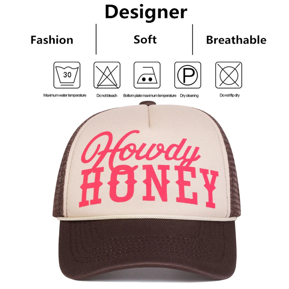 Unisex Howdy Honey Letter Printed Baseball Net Caps Spring and Summer