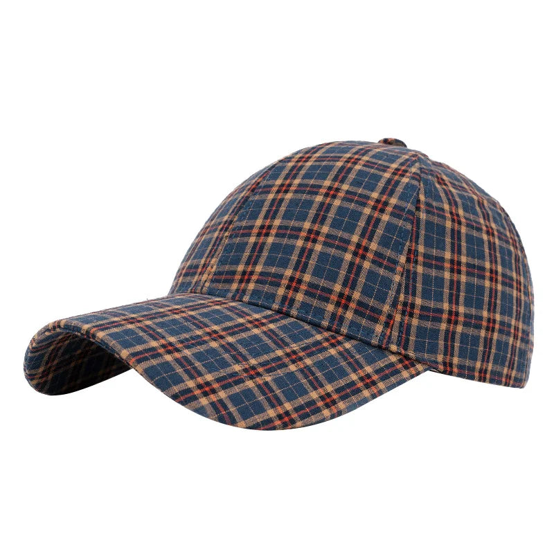 The Retro And Fashionable Color-Blocked Checkered Baseball Cap