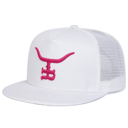 Unisex R Letter Bull Head Embroidery Hip-Hop Net Hats