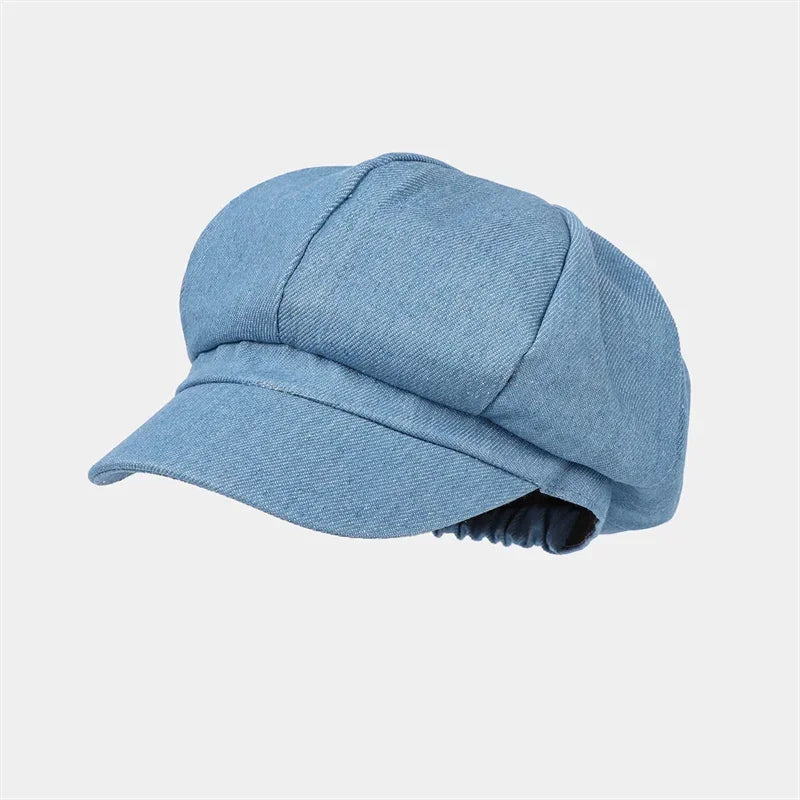 Spring And Autumn Denim Solid Octagonal Hats