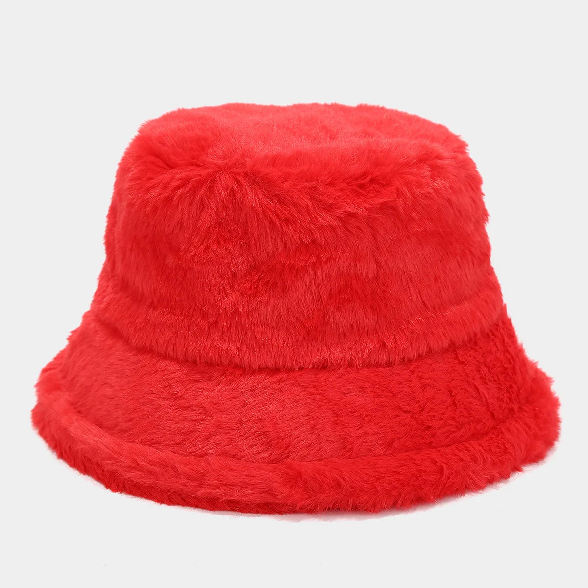 Faux Rabbit Fur Bucket Hat Lady Winter Warm Soft Panama Hat