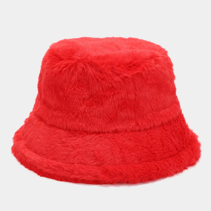 Faux Rabbit Fur Bucket Hat Lady Winter Warm Soft Panama Hat