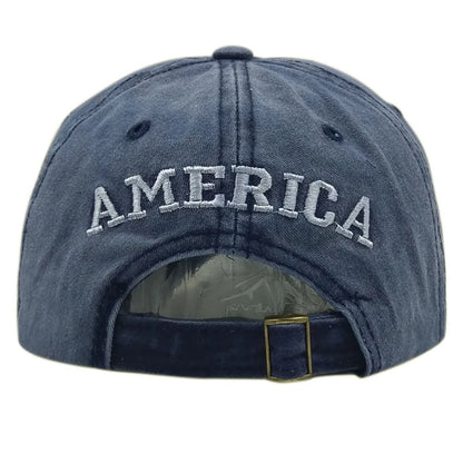 USA Flag Men's Baseball Cap Retro Embroidery Washed Cotton Dad Hats