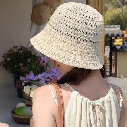 2026 Korean Hook Woven Hollowed Out Fisherman Hat