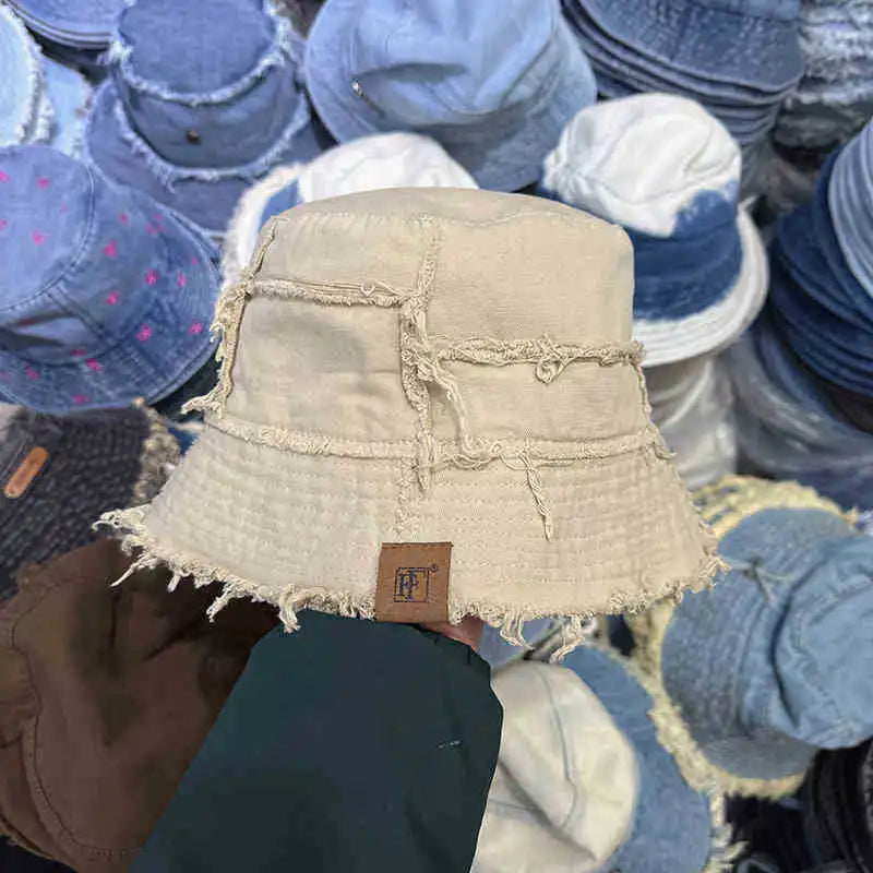 Fisherman Hat Raw Edge Bucket Cap Beach Hat for Men And Women