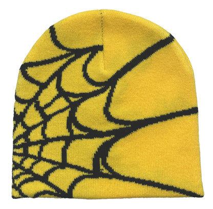 Unisex Spider Web Printed Knit Hat, Warm Outdoor Pullover Hat Personality