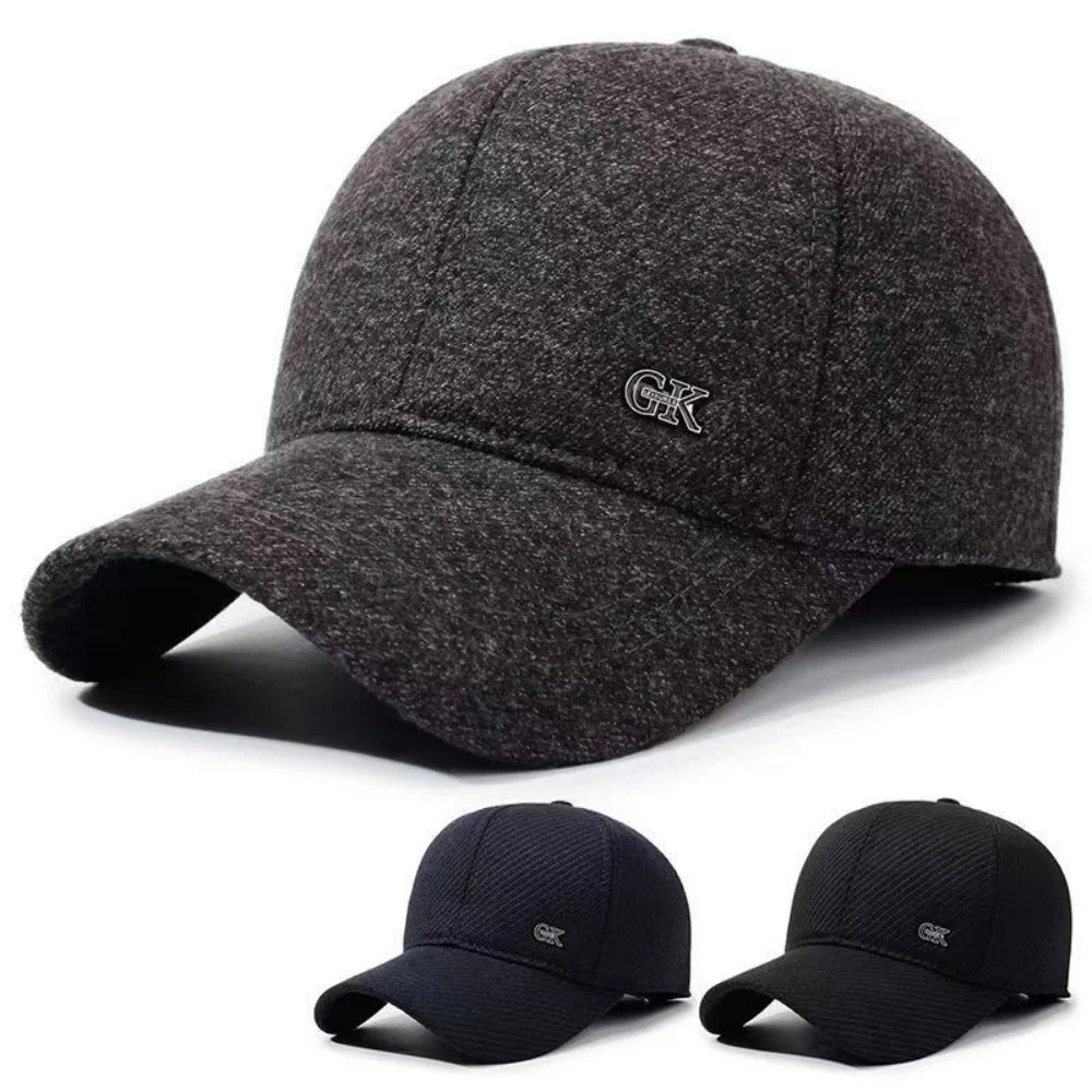 Thickened Warm Winter Hat Color Block Earflap Baseball Cap Ear Protection Adjustable Outdoor Casual Cap