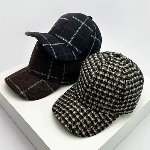 New Men Women Versatile Color Block Woolen Cloth Baseball Caps