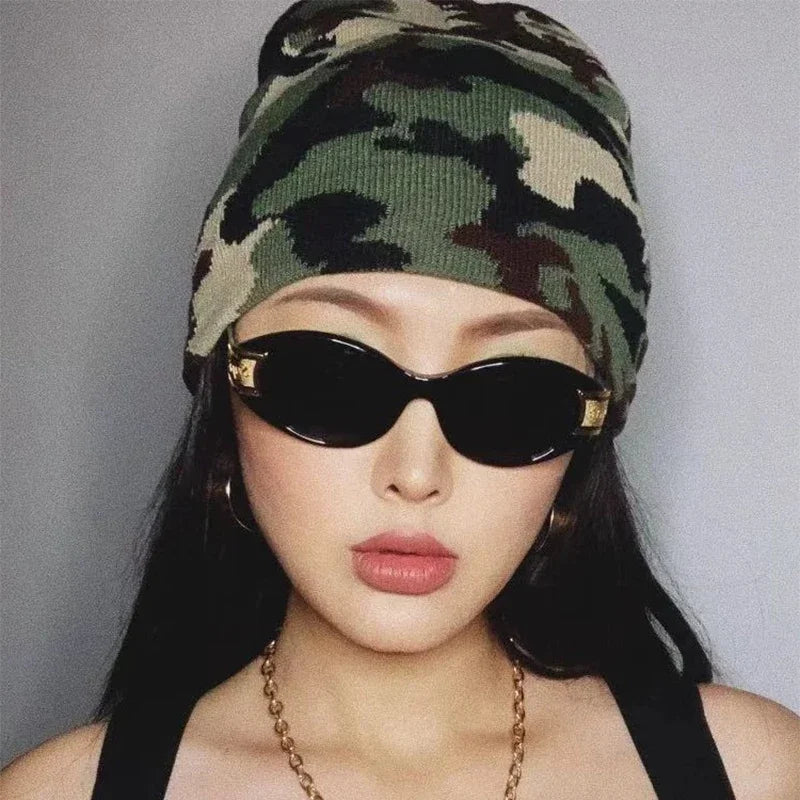 European Camouflage Knitted Hats Color Block