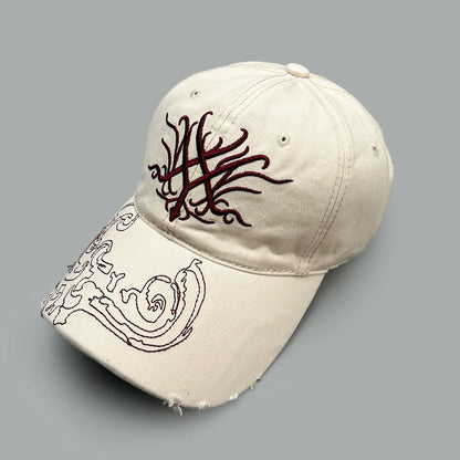 Vintage Washed Punk Hip Hop Dad Hat Embroidered Classic Style Baseball Cap Trendy Retro Fashion Accessory