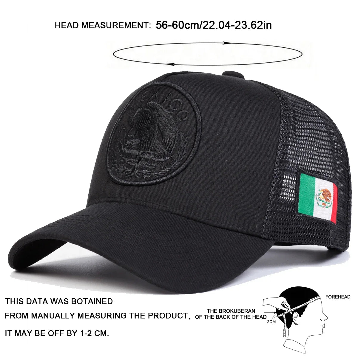 Unisex Mexican Flag Embroidery Baseball Net Caps