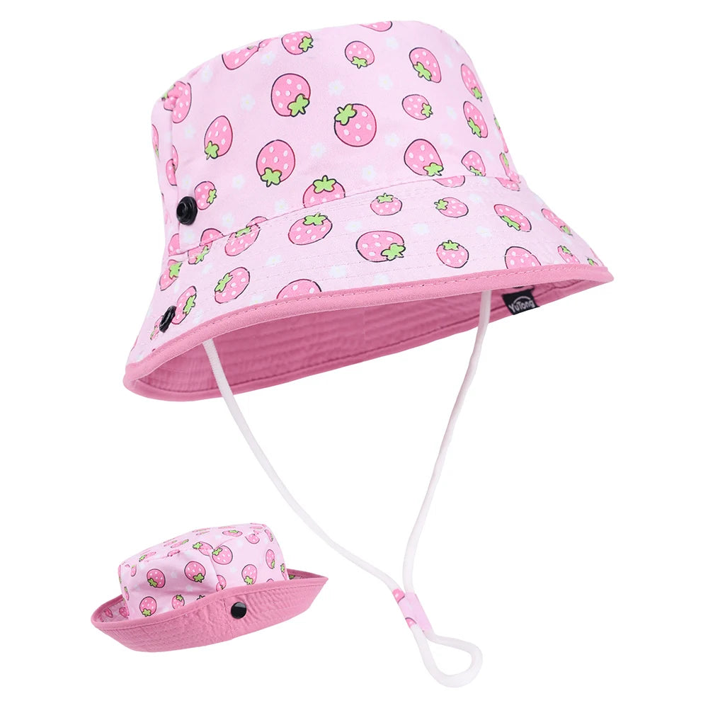 Panama Summer Children Bucket Hat Cartoon Baby Beach Foldable Brim Hat Kids