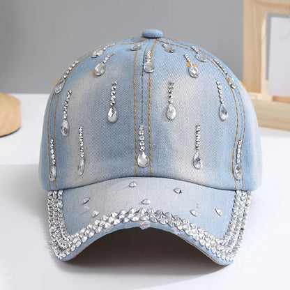 Women Sequins Rhinestone Droplets Casual Sports Cap