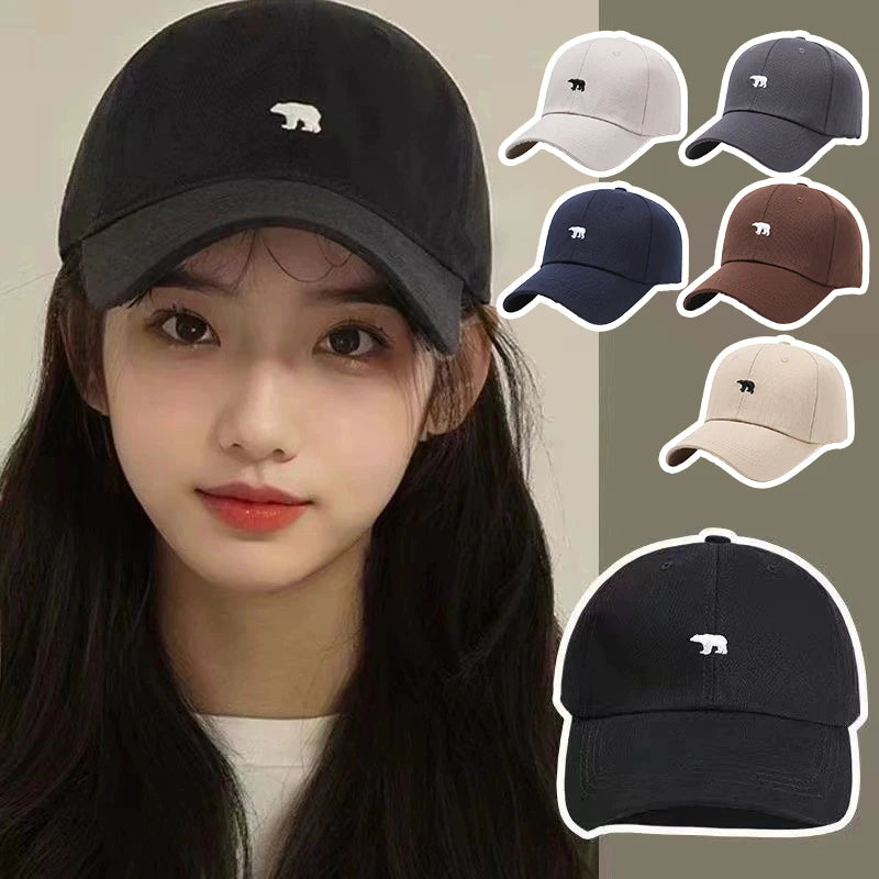 Baseball Cap New Spring Summer Solid Sunhat Embroidered Polar Bear Men Women
