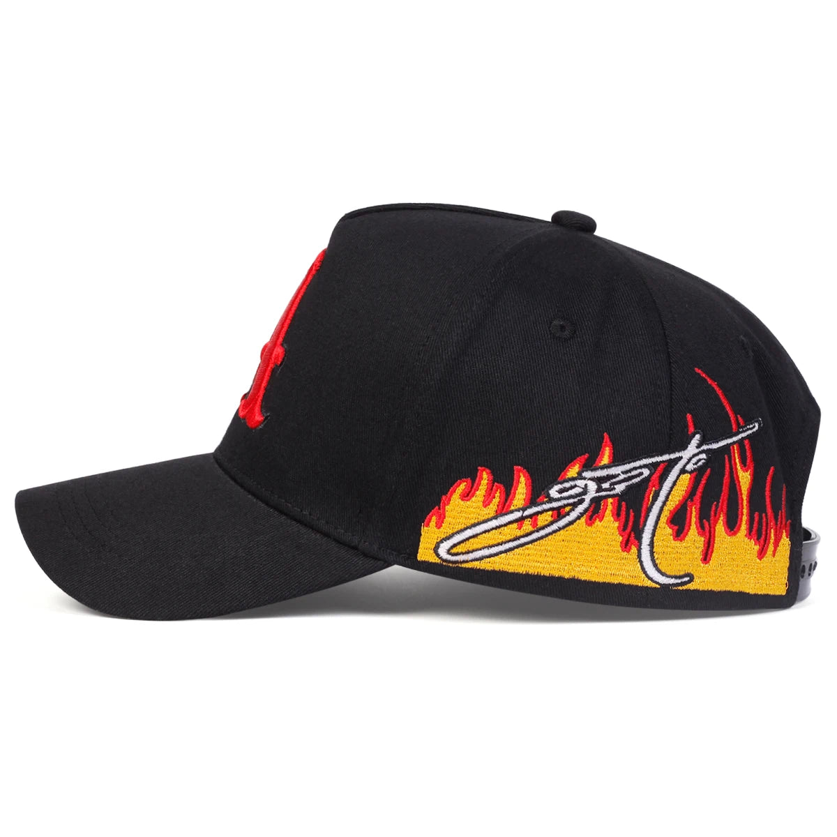 Unisex A Letter Embroidery Side Flame Baseball Caps Outdoor Adjustable Casual Hats Sunscreen Hat