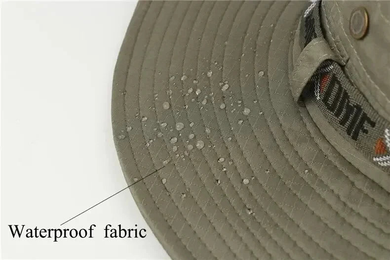 Summer Men's Wide Brim Bucket Hat UV Protection Panama Style Mesh Fisherman Beach Sun Hat