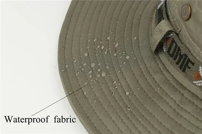 Summer Men's Wide Brim Bucket Hat UV Protection Panama Style Mesh Fisherman Beach Sun Hat