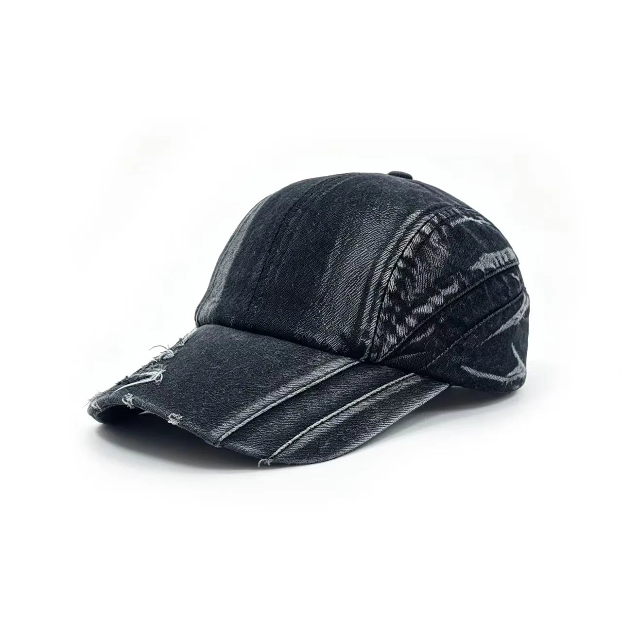 Water-Washed Denim With Holes, Baseball Cap
