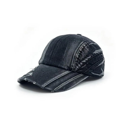 Water-Washed Denim With Holes, Baseball Cap