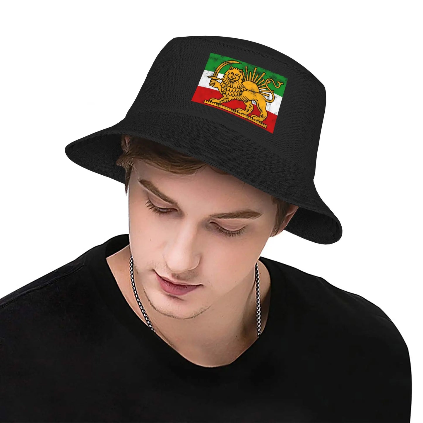 Men Women Iran Flag Lion and Sun Bucket Hat Portable Fisherman Hats
