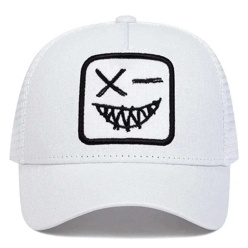 Unisex X Smiling Face Teeth Embroidery Baseball Net Caps