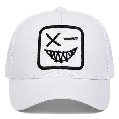 Unisex X Smiling Face Teeth Embroidery Baseball Net Caps