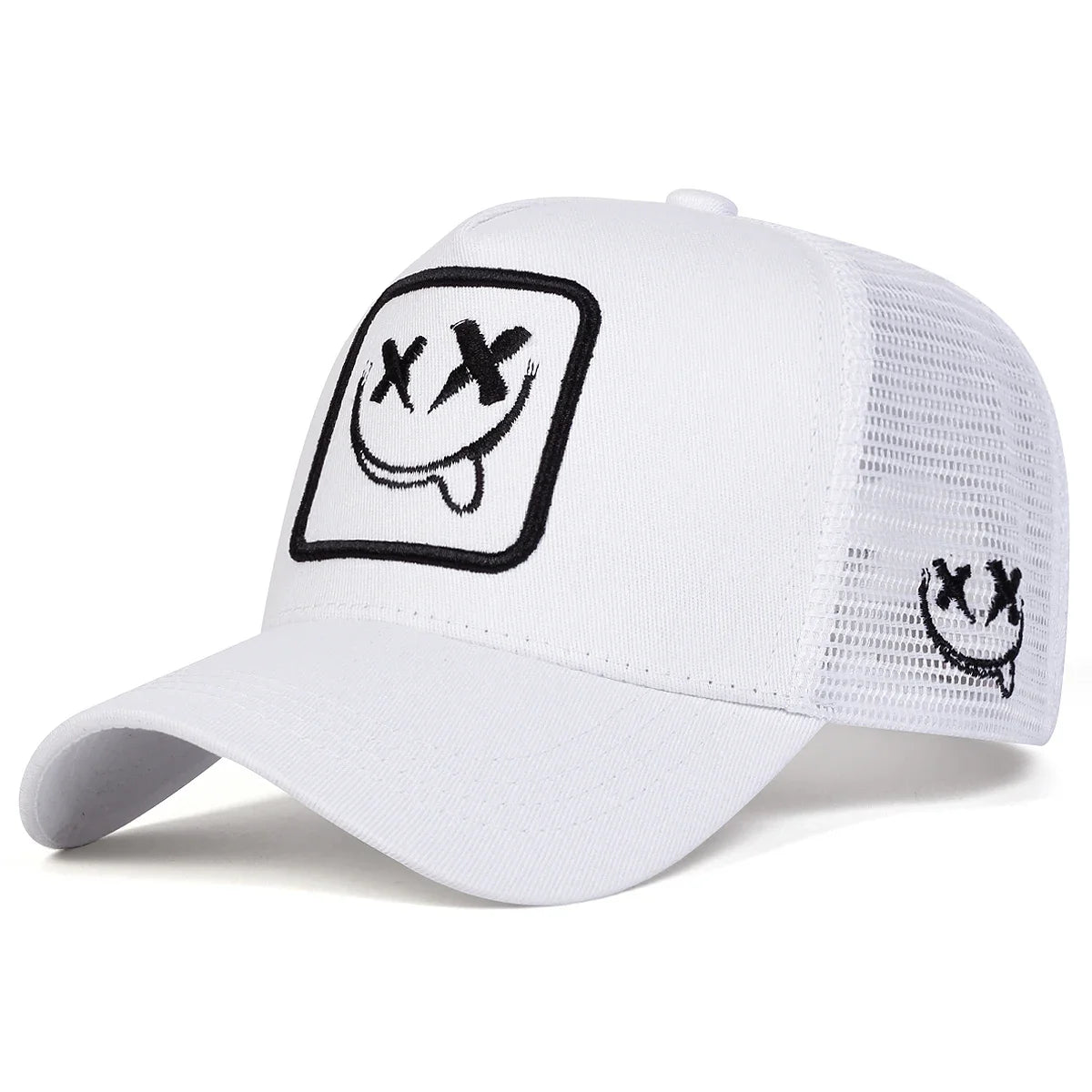 Unisex XX Smiling Face Embroidery Baseball Net Caps Casual Hats Spring and Summer