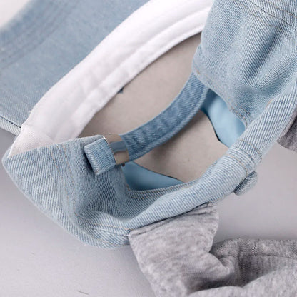 New MinJi Haerin Omg Stage Long Rabbit Ear Hat Y2k Style Denim Blue Baseball Cap