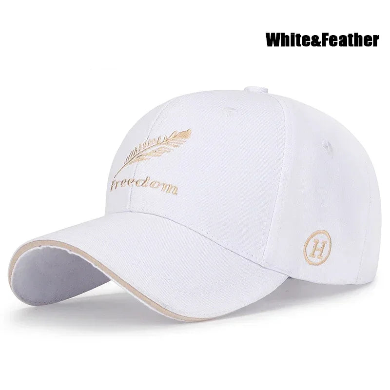 Feather Wheat Ear Embroidery Cotton Baseball Cap New Outdoor Casual Sport Sun Caps
