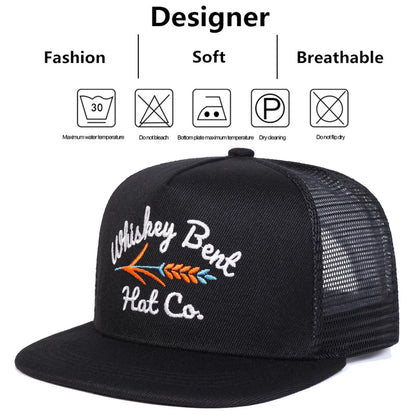 Unisex Whiskey Bent Letter Embroidery Hip-hop Net Hats Spring Summer