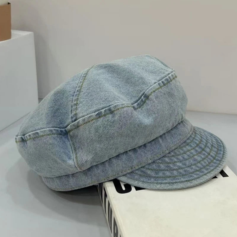 New Flat Top Washed Denim Jean Cowboy Hat
